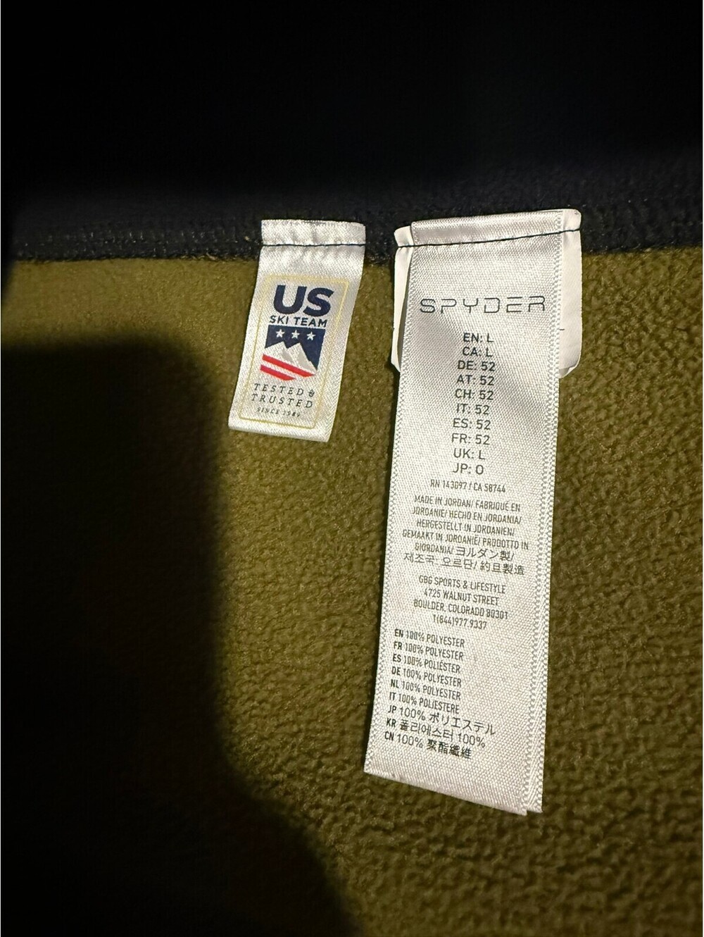 Spyder Core Sweater Jacket Men L Olive Black Full Zip Fleece Ski US Team - Picture 6 of 9